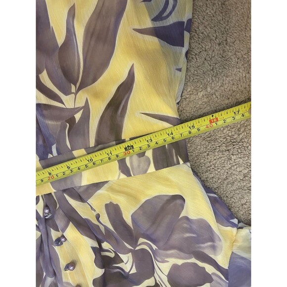 SVELTO STELLA  3/4 SLEEVE YELLOW PURPLE LEAVES PATTERN US SIZE 12 PEARLS - Picture 16 of 16